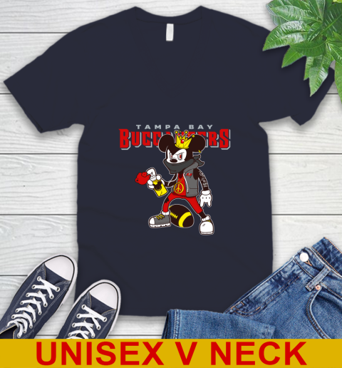 Tampa Bay Buccaneers NFL Football Mickey Peace Sign Sports V-Neck T-Shirt 3