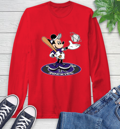 MLB Baseball Colorado Rockies Cheerful Mickey Disney Shirt Long Sleeve T-Shirt 11