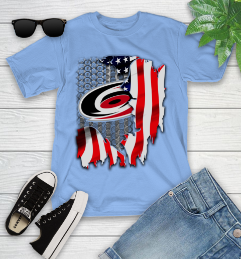 Carolina Hurricanes NHL Hockey American Flag Youth T-Shirt 15