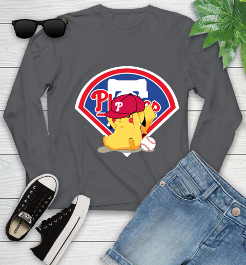 MLB Pikachu Baseball Sports Philadelphia Phillies Youth Long Sleeve 8