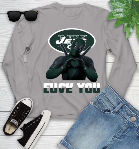 NHL New York Jets Deadpool Love You Fuck You Football Sports Youth Long Sleeve 5