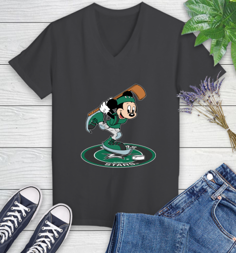 NHL Hockey Dallas Stars Cheerful Mickey Disney Shirt Women's V-Neck T-Shirt 7