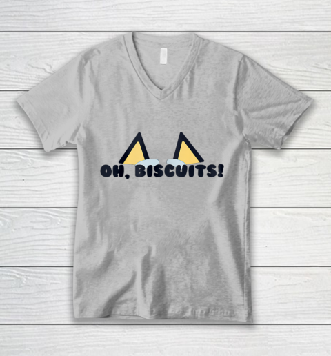 Bluey Oh Biscuits Mum Dad Cartoon Mother s Father s Day V-Neck T-Shirt 2