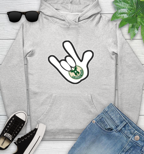 Milwaukee Bucks NBA Basketball Mickey Rock Hand Disney Youth Hoodie