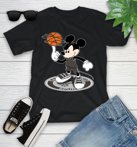 NBA Basketball San Antonio Spurs Cheerful Mickey Disney Shirt Youth T-Shirt
