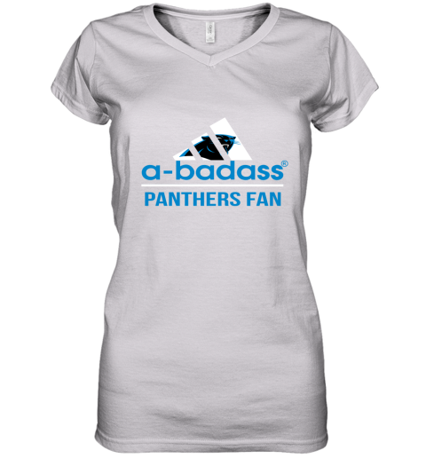 NFL A Badass Carolina Panthers Fan Adidas Football Sports Women's V-Neck T-Shirt