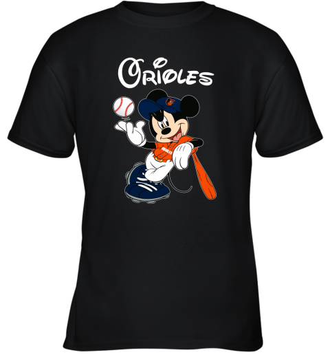 Baseball Mickey Team Baltimore Orioles Youth T-Shirt