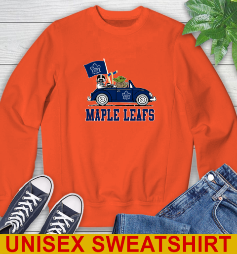 NHL Hockey Toronto Maple Leafs Darth Vader Baby Yoda Driving Star Wars Shirt Sweatshirt 4