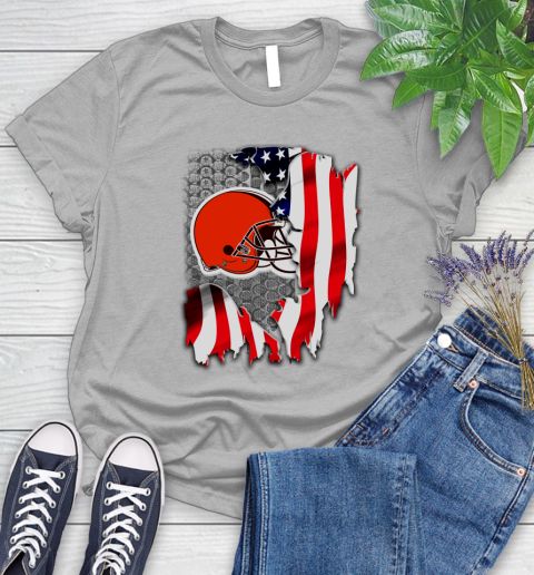 Cleveland Browns NFL Football American Flag Women's T-Shirt 5