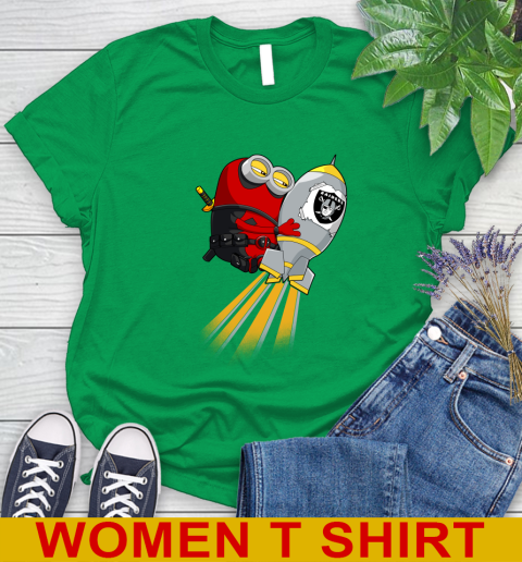 NFL Football Oakland Raiders Deadpool Minion Marvel Shirt Women's T-Shirt 7