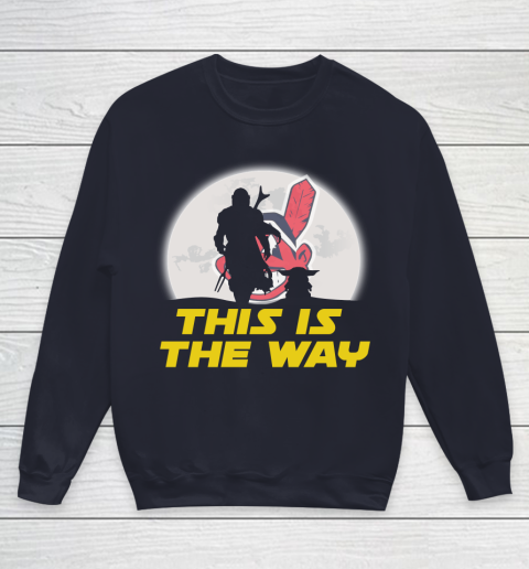 Cleveland Indians MLB Baseball Star Wars Yoda And Mandalorian This Is The Way Youth Sweatshirt 2