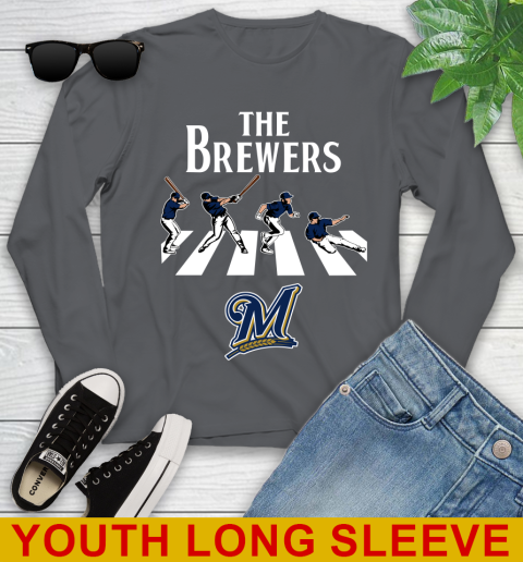 MLB Baseball Milwaukee Brewers The Beatles Rock Band Shirt Youth Long Sleeve 9