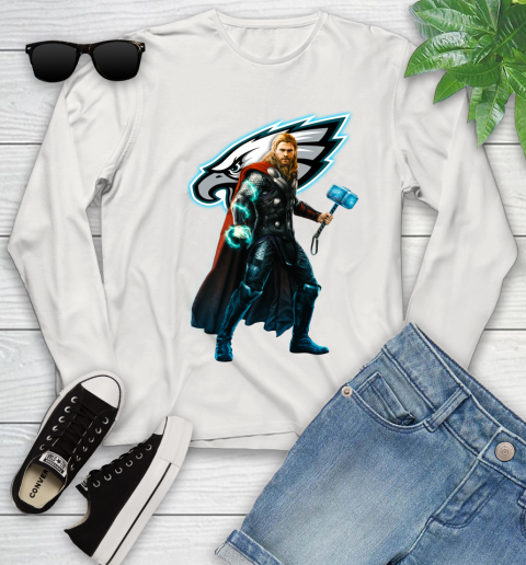 NFL Thor Avengers Endgame Football Philadelphia Eagles Youth Long Sleeve 12