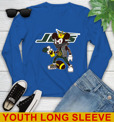 New York Jets NFL Football Mickey Peace Sign Sports Youth Long Sleeve 10