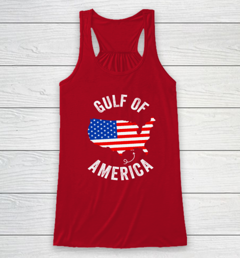 Gulf of USA America Funny Gulf of Mexico USA Flag Map July 4th Racerback Tank 3