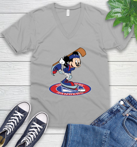 NHL Hockey New York Rangers Cheerful Mickey Disney Shirt V-Neck T-Shirt 4