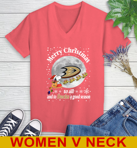 Anaheim Ducks Merry Christmas To All And To Ducks A Good Season NHL Hockey Sports Women's V-Neck T-Shirt 6