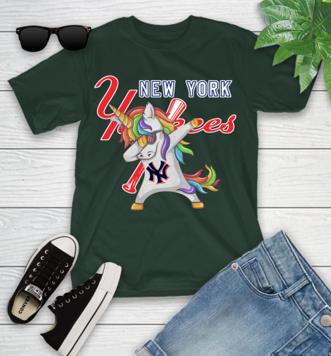 New York Yankees MLB Baseball Funny Unicorn Dabbing Sports Youth T-Shirt 5
