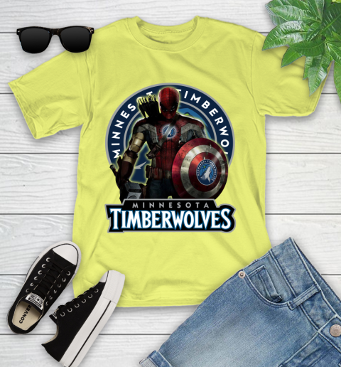 Minnesota Timberwolves NBA Basketball Captain America Thor Spider Man Hawkeye Avengers Youth T-Shirt 8