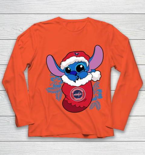 Washington Capitals Christmas Stitch In The Sock Funny Disney NHL Youth Long Sleeve 4