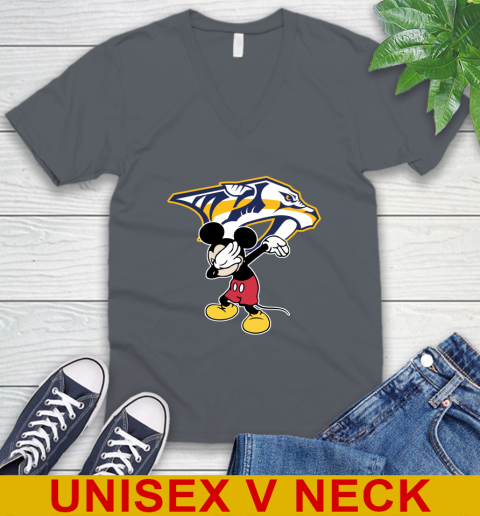 Nashville Predators NHL Hockey Dabbing Mickey Disney Sports V-Neck T-Shirt 5