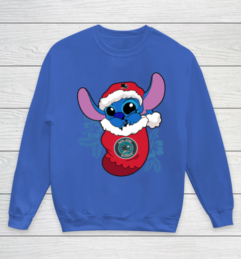 San Jose Sharks Christmas Stitch In The Sock Funny Disney NHL Youth Sweatshirt 8