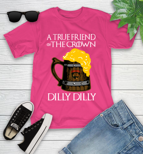 NFL Florida Panthers A True Friend Of The Crown Game Of Thrones Beer Dilly Dilly Hockey Shirt Youth T-Shirt 11