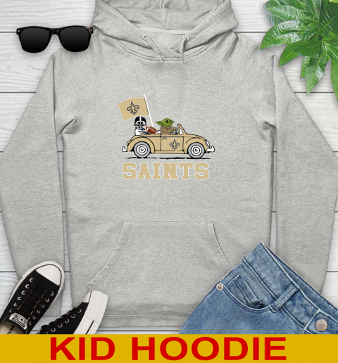 NFL Football New Orleans Saints Darth Vader Baby Yoda Driving Star Wars Shirt Youth Hoodie