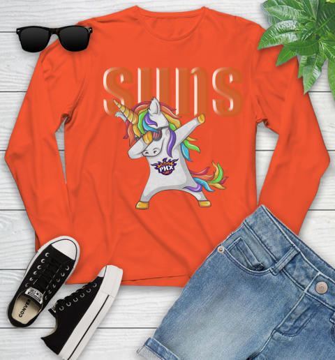 Phoenix Suns NBA Basketball Funny Unicorn Dabbing Sports Youth Long Sleeve 4