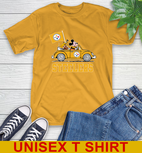 NFL Football Pittsburgh Steelers Pluto Mickey Driving Disney Shirt T-Shirt 3