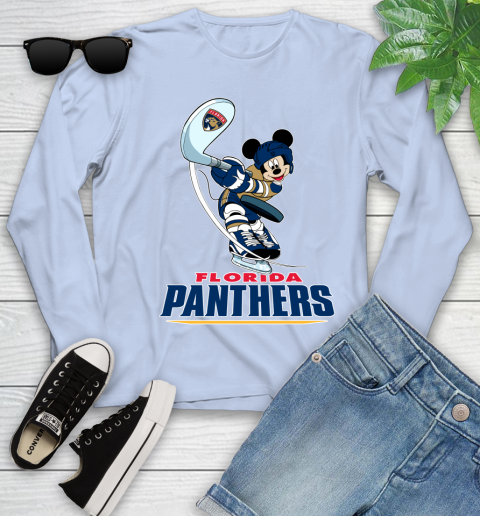 NHL Hockey Florida Panthers Cheerful Mickey Mouse Shirt Youth Long Sleeve 9