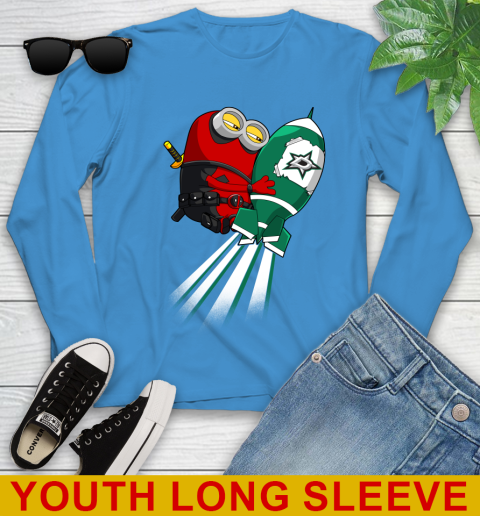 NHL Hockey Dallas Stars Deadpool Minion Marvel Shirt Youth Long Sleeve 8