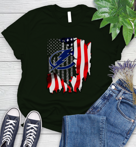 Tampa Bay Lightning NHL Hockey American Flag Women's T-Shirt 6