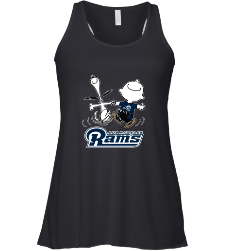 Snoopy And Charlie Brown Happy Los Angeles Rams Fans Racerback Tank