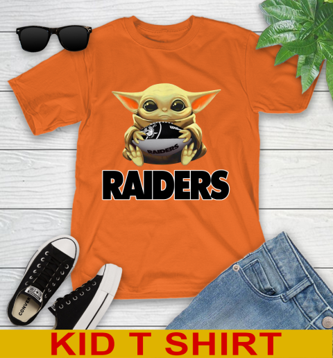 NFL Football Oakland Raiders Baby Yoda Star Wars Shirt Youth T-Shirt 7