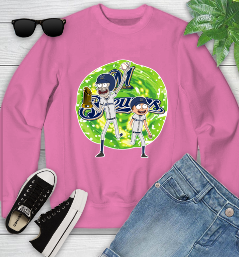 MLB Milwaukee Brewers Rick And Morty Commissioner's Trophy Baseball Sports Youth Sweatshirt 7