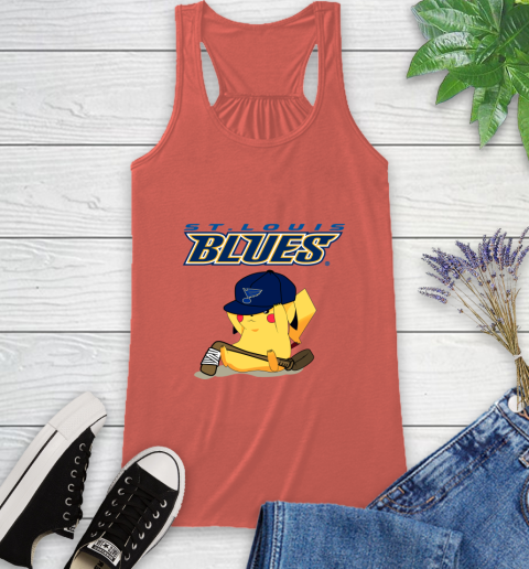 NHL Pikachu Hockey Sports St.Louis Blues Racerback Tank 4
