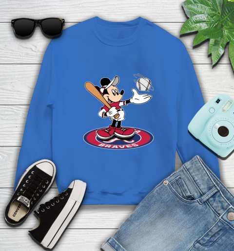 MLB Baseball Atlanta Braves Cheerful Mickey Disney Shirt Sweatshirt 9