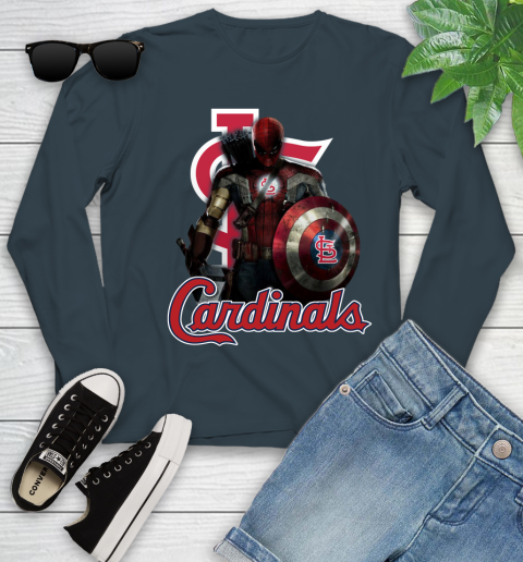 MLB Captain America Thor Spider Man Hawkeye Avengers Endgame Baseball St.Louis Cardinals Youth Long Sleeve 8