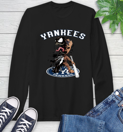 MLB New York Yankees Baseball Venom Groot Guardians Of The Galaxy Long Sleeve T-Shirt 2