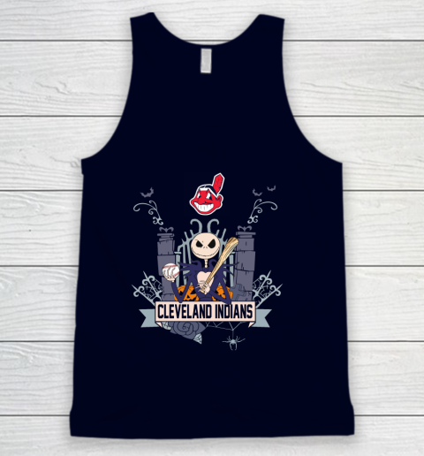 MLB Cleveland Indians Baseball Jack Skellington Halloween Tank Top 2