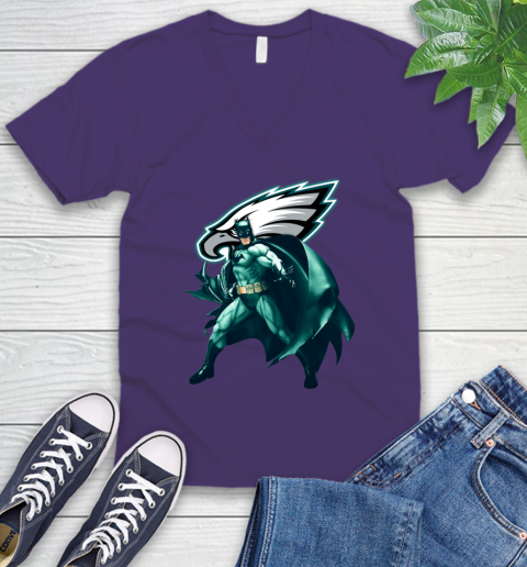 NFL Batman Football Sports Philadelphia Eagles V-Neck T-Shirt 10