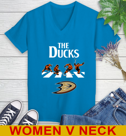 NHL Hockey Anaheim Ducks The Beatles Rock Band Shirt Women's V-Neck T-Shirt 7