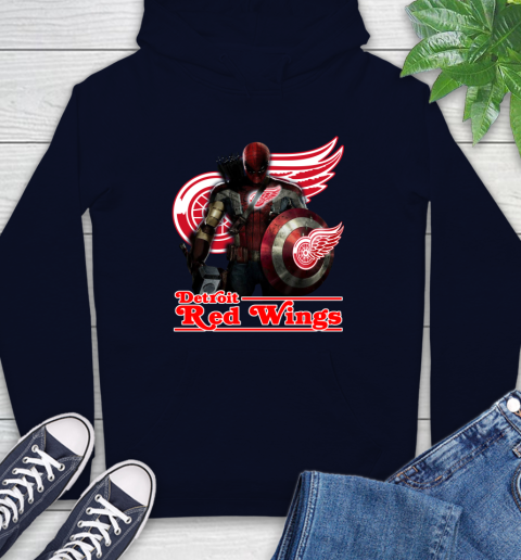 NHL Captain America Thor Spider Man Hawkeye Avengers Endgame Hockey Detroit Red Wings Hoodie 4