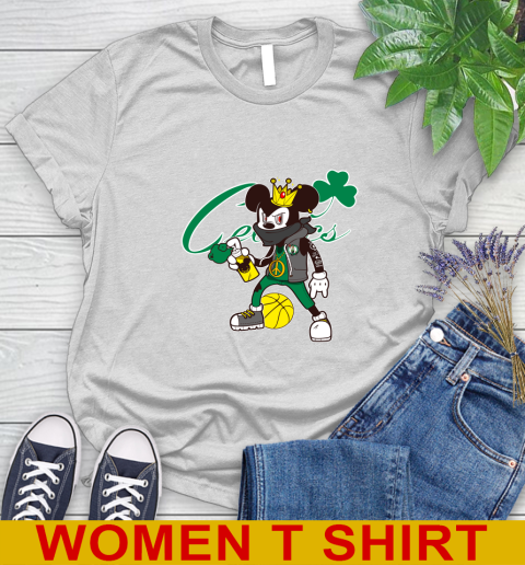 Boston Celtics NBA Basketball Mickey Peace Sign Sports Women's T-Shirt