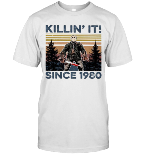 Halloween Jason Voorhees Killin It Since 1978 Vintage Retro Mountain T-Shirt