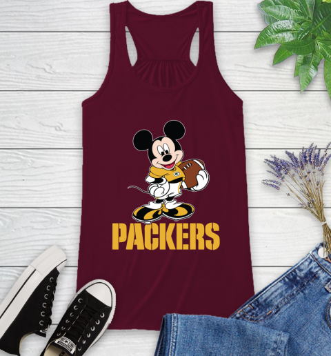 NFL Football Green Bay Packers Cheerful Mickey Mouse Shirt Racerback Tank 3