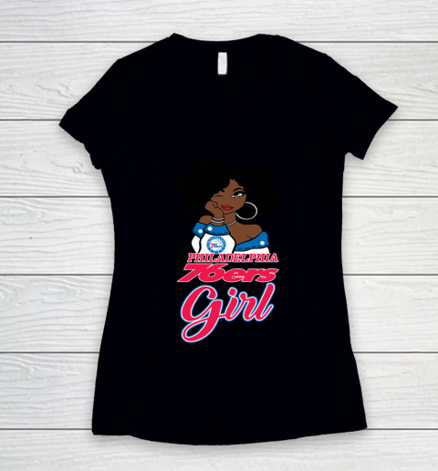 Philadelphia 76ers Girl NBA Women's V-Neck T-Shirt