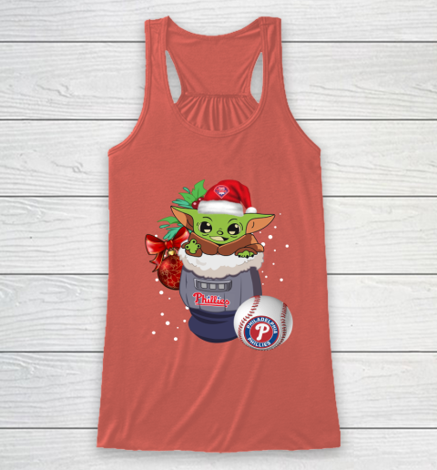 Philadelphia Phillies Christmas Baby Yoda Star Wars Funny Happy MLB Racerback Tank 4