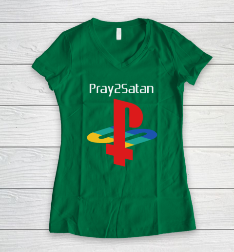 Pray2satan Women's V-Neck T-Shirt 3